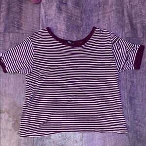 Maroon and white striped crop top